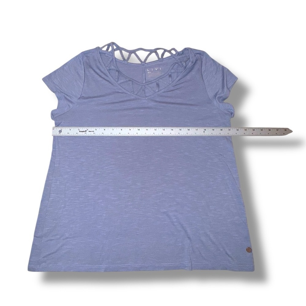 LANE BRYANT LIVI V-Neck Detail Tee - Heather Grey 10/12 - Picture 11 of 15
